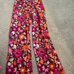 Gymboree Floral Wide Leg Pants - Pink, Orange, Green